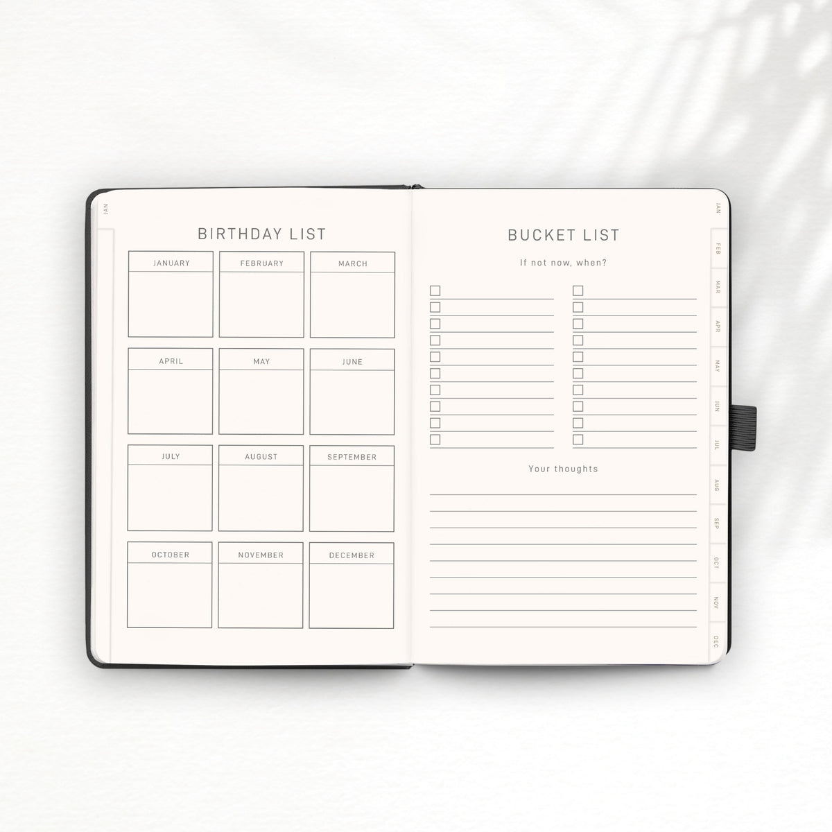 Minimalist black and white weekly spread in the Moleskine Weekly Planner